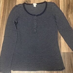 J. Crew Navy and White Striped Long Sleeve Tee